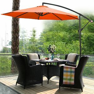 Costway 2.7M Outdoor Parasol Garden Cantilever Umbrella Tilt Adjustment-Orange