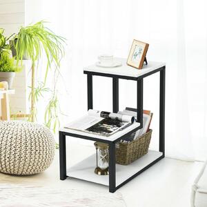 Costway Industrial Styled End Table with 3 Shelves-White
