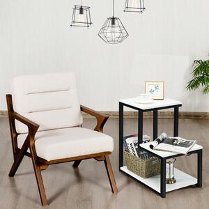 Costway Industrial Styled End Table with 3 Shelves-White