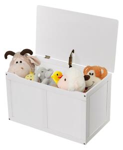 Costway Large Wooden Storage Box with Lid and Safety Hinge-White