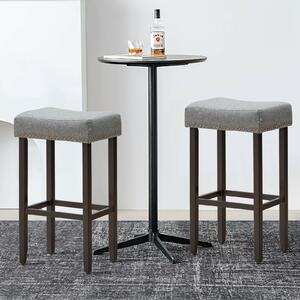Costway 2 Traditional Upholstered Bar Stools-Grey