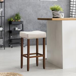 Costway 2 Traditional Upholstered Bar Stools-Beige