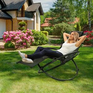 Costway Foldable Rocking Lounge Chair Recliner-Black