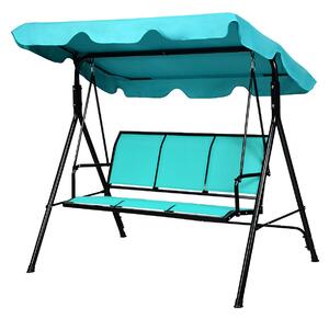 Costway 3 Seater Garden Swing Chair with Adjustable Canopy-Blue