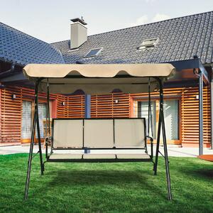 Costway 3 Seater Garden Swing Chair with Adjustable Canopy-Brown
