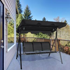 Costway 3 Seater Garden Swing Chair with Adjustable Canopy-Black