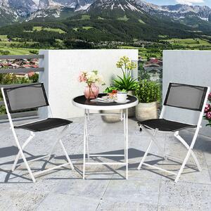 Costway 3pcs Patio Bistro Folding Table and Chair Set-Black