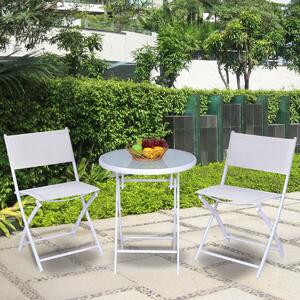 Costway 3pcs Patio Bistro Folding Table and Chair Set-White