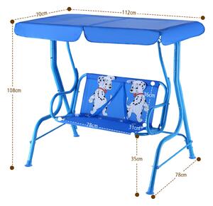 Costway Kid's 2-Seat Swing with Safety Belt & Adjustable Canopy