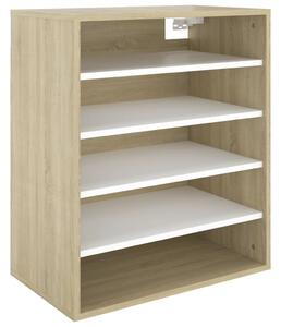 Shoe Cabinet White and Sonoma Oak 60x35x70 cm Engineered Wood