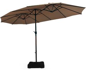 Costway 4.6M Patio Double-Sided Umbrella Parasol Sunshade-Tan