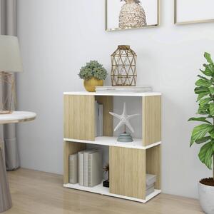 Book Cabinet White and Sonoma Oak 60x24x63 cm Chipboard