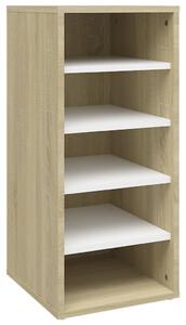 Shoe Cabinet White and Sonoma Oak 31.5x35x70 cm Engineered Wood