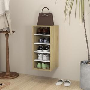 Shoe Cabinet White and Sonoma Oak 31.5x35x70 cm Chipboard