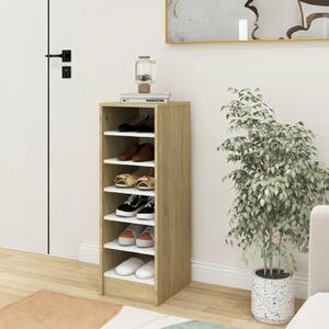 Shoe Cabinet White and Sonoma Oak 31.5x35x90 cm Engineered Wood