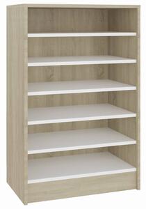 Shoe Cabinet White and Sonoma Oak 60x35x92 cm Engineered Wood