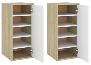 Shoe Cabinets 2 pcs White and Sonoma Oak 32x35x70 cm Engineered Wood