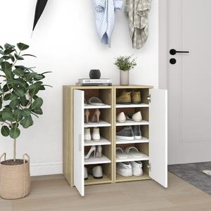 Shoe Cabinets 2 pcs White and Sonoma Oak 32x35x70 cm Engineered Wood