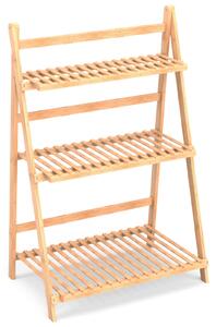 3 Tier Folding Ladder Style Plant Stand / Display Stand-Natural