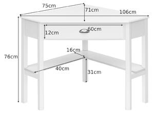 Costway Corner Table / Computer Desk with Drawer and Shelves-White