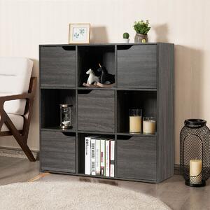 Costway Grey Wooden 9 Cube Bookcase / Shelving / Display Unit