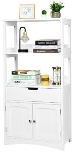 Costway Freestanding Wooden Storage Cabinet with Open Shelves-White