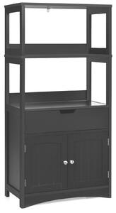 Costway Freestanding Wooden Storage Cabinet with Open Shelves-Black