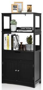 Costway Freestanding Wooden Storage Cabinet with Open Shelves-Black