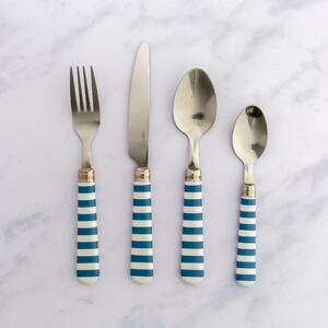Riviera Stripe 16 Piece Cutlery Set Blue/Silver