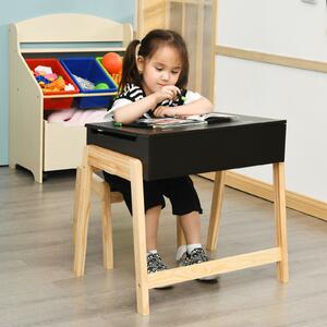 Costway Children's Wooden Lift-up Table and Chair Set-Brown
