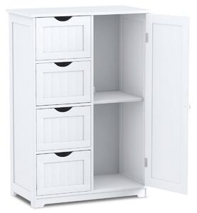 Costway Freestanding Storage Cupboard with Adjustable Shelf and Drawers-White
