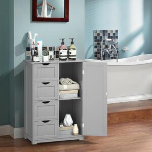Costway Freestanding Storage Cupboard with Adjustable Shelf and Drawers-Grey