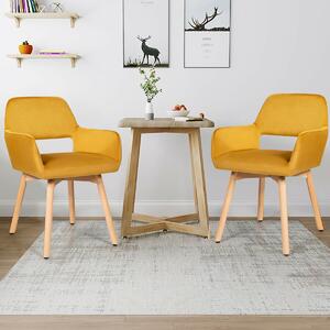 Costway 2 Pieces Retro Styled Velvet Chairs-Yellow