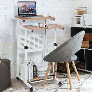 Costway 2-In-1 Mobile Lifting Height Adjustable Computer Desk