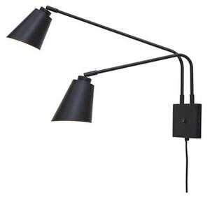 Bremen Wall light with plug - / 2 adjustable arms - l 135 cm by It's about Romi Black