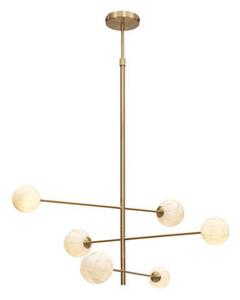 Carrara Pendant - / 3 arms & 6 spheres - Marble effect glass / L 99 x H 95 cm by It's about Romi White/Gold