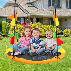 Costway 100cm Round Saucer Tree Swing with Heights Adjustable Rope