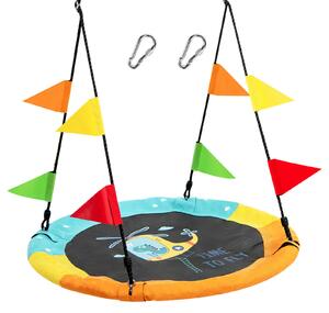 Costway 100cm Round Saucer Tree Swing with Heights Adjustable Rope