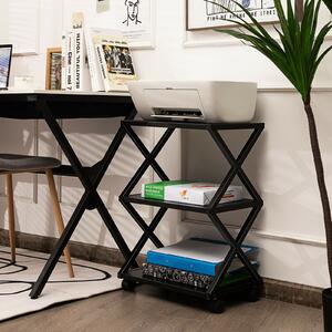 Costway 3-tier X-Shaped Rolling Printer Stand Shelf-Black