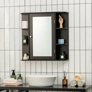 Costway 3-Tier Mirrored Wall Mounted Bathroom Cabinet-Brown