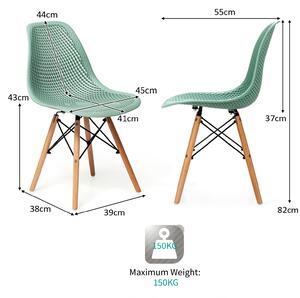 Costway Set of 2 DSW Dining Chair with Mesh Design and Beech Wood Legs-Green