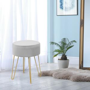 Costway Round Velvet Stool with Hairpin Legs-Gray