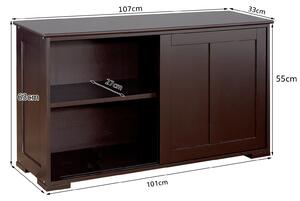 Costway Storage Sideboard with Sliding Door and Double Partition-Brown