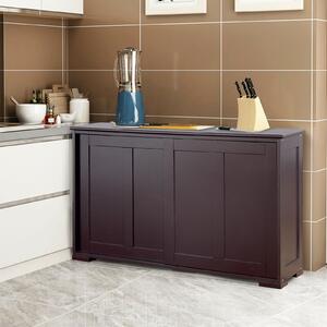Costway Storage Sideboard with Sliding Door and Double Partition-Brown