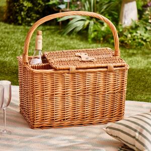 Picnic Basket with Drinks Carrier Brown
