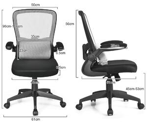 Costway Lightweight Mesh Office Chair with Lumbar Support and Adjustable Backrest-Grey