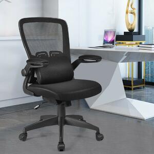 Costway Lightweight Mesh Office Chair with Lumbar Support and Adjustable Backrest-Black
