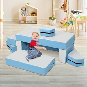 Costway PVC Covered Convertible Foam Playset - Climb, Sit, Relax-Blue