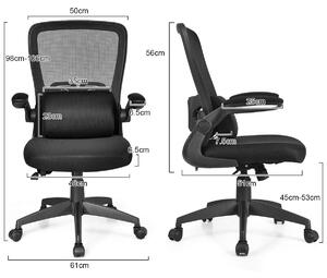 Costway Lightweight Mesh Office Chair with Lumbar Support and Adjustable Backrest-Black