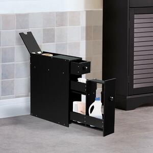 Costway Slim Storage Cabinet with Slide-out Drawers and Flip-open Top Cover-Black